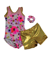 Reflz: Pink Gold Floral Leotard