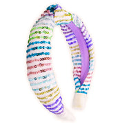 Kids Knot Headband - Rainbow : White