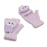 Labubu Kids Monster Bunny Soft  Winter Fingerless Gloves