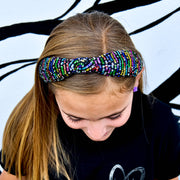Kids Knot Headband - Rainbow : White