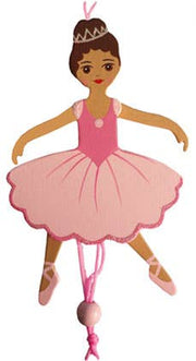 African American Ballerina Pull Puppet Ornament