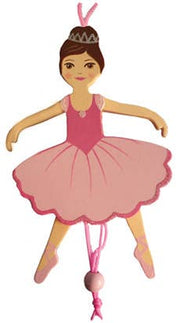 Ballerina Pull Puppet Ornament Brown Hair