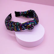 Kids Knot Headband - Rainbow : White