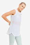 Mono B-Striped Trellis Mesh Raglan Muscle Top