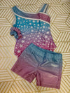 Pink & Blue Stars Leotard/Short set