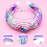 Kids Knot Headband - Rainbow : White