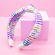 Kids Knot Headband - Rainbow : White