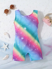 Youth Rainbow Sparkle Stars Leo/Biketard