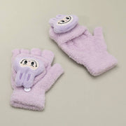 Labubu Kids Monster Bunny Soft  Winter Fingerless Gloves