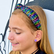 Kids Knot Headband - Rainbow : White
