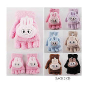 Labubu Kids Monster Bunny Soft  Winter Fingerless Gloves