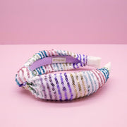 Kids Knot Headband - Rainbow : White