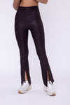 Mb-Foil Front Slit High Waist Leggings