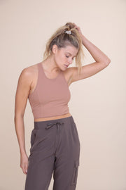 MB-Ribbed Racerback Cropped Active Top